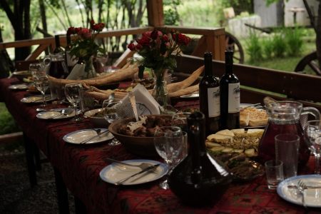 Picnic at Kakhetian Yard in Badiauri